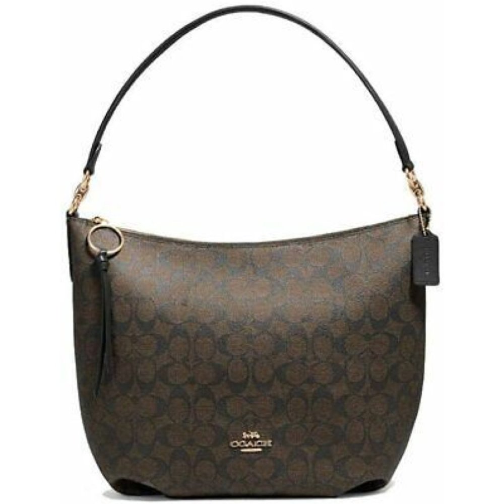 Coach Brown/Black Monogram Skylar Canvas Hobo Bag 👜 - Picture 6 of 6